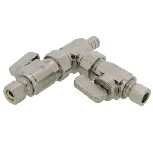 Main product image of 1/2" PEX Crimp x 3/8" OD Comp x  3/8" OD Comp Dual Shut-Off Valve (Lead Free)