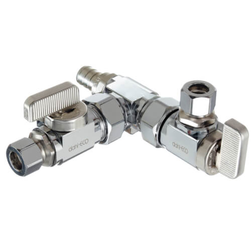 Main product image of 1/2" Crimpex x 3/8" OD Comp x 3/8" OD Comp Dual Shut-Off Valve, Lead Free (Chrome)