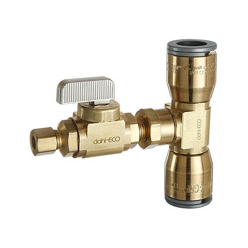 Eqg3 2211 Dahl Eqg3 2211 1 2 Quick Grip X 1 2 Quick Grip X 1 4 Od Comp Tee Valve Kit Lead Free Rough Brass