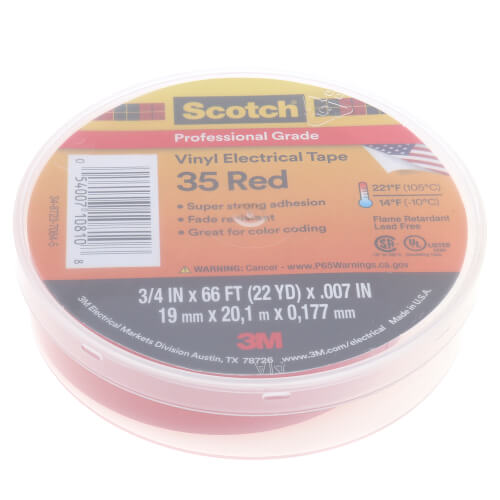 Main product image of 3/4" x 66' Scotch 35 Vinyl Electrical Tape (Red)