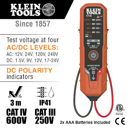 Main product image of Electronic AC/DC Voltage Tester (12 to 240V AC, 1.5 to 24V DC)