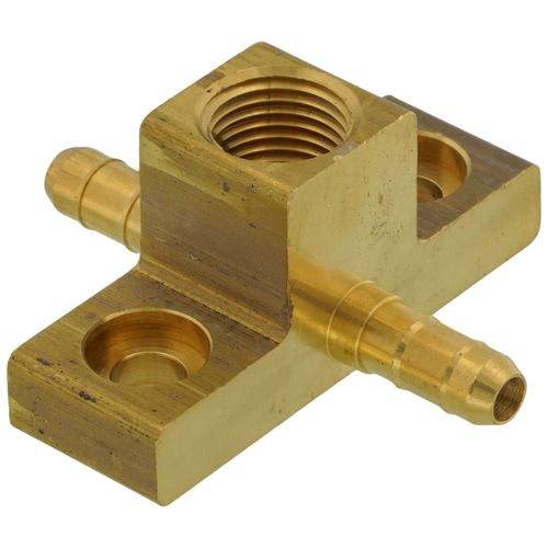 Main product image of 1/4" Barb x 1/4" Barb x 1/8" FPT Brass Female Drop Ear Adapter Tee