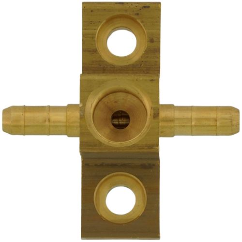 Main product image of 1/4" Barb x 1/4" Barb x 1/8" FPT Brass Female Drop Ear Adapter Tee