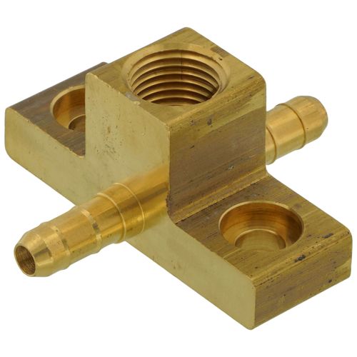 Main product image of 1/4" Barb x 1/4" Barb x 1/8" FPT Brass Female Drop Ear Adapter Tee