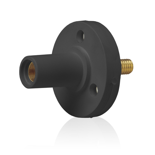 Main product image of 15 Series Cam-Type Female Panel Mount Receptacle, 0.5" Threaded Stud Termination, 90-Degree, #8, #2 AWG, 150A Max, Type 3R When Mated (Black)