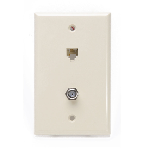 Main product image of Standard Telephone Wall Jack, 6p4c X F, Screw Terminals (Ivory)