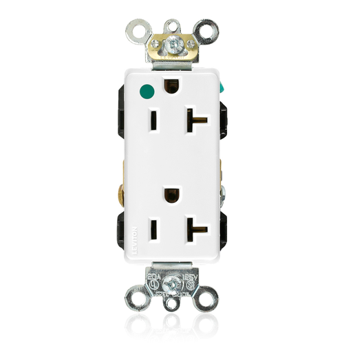 Main product image of 20A Decora Plus Duplex Receptacle/outlet, Hospital Grade, Self-grounding (White)