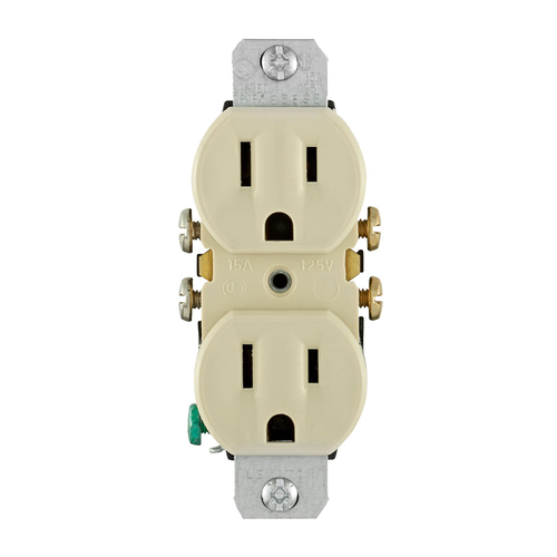 Main product image of 15A Duplex Outlet/receptacle, No Ears, Grounding (Ivory)