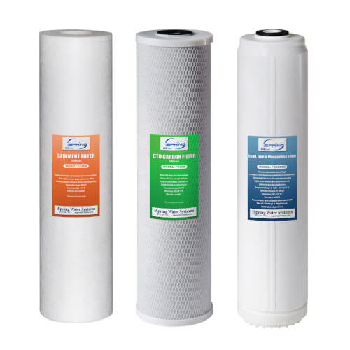 Main product image of 3 Stage Whole House Water Filter Replacement Pack Set with 4.5" x 20" Sediment, Carbon Block, and Lead Reducing Cartridges