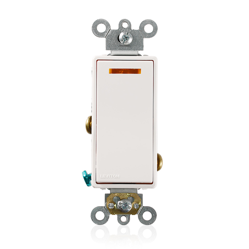 Main product image of 20A, 277v, Decora Plus Rocker Lighted Handle, Illum Off 1-pole AC Quiet Switch, Comm (White)