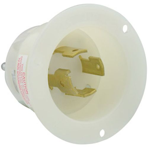 Main product image of 30A, 277/480V 3-Phase Y, NEMA L19-30P, 4P, 4W, Flanged Inlet Locking Receptacle, Non-Grounding (White)