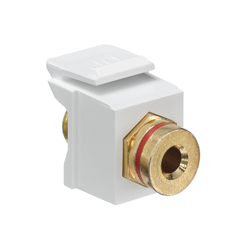 Main product image of Banana Jack Quickport, Coupler, Gold-plated, Red Stripe (White) Housing