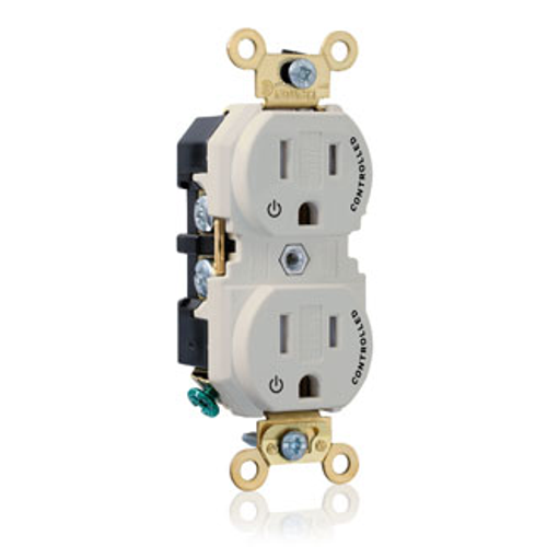 Main product image of Duplex Receptacle, Extra Heavy-Duty Two Outlets Marked "Controlled", 15A 125V 2P 3W (Almond)