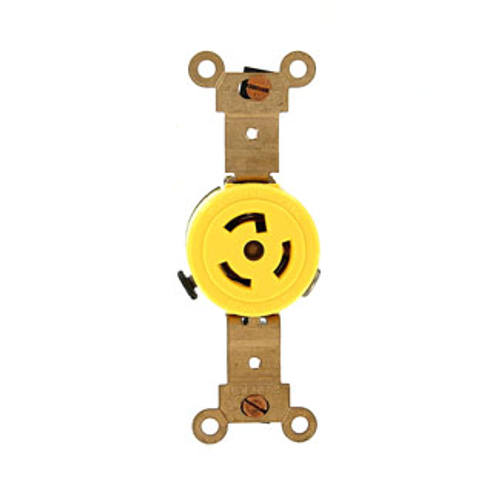 Main product image of 15A, 277V NEMA L7-15R, 2P, 3W, Single Locking Receptacle, Grounding, Corrosion-Resistant (Yellow)