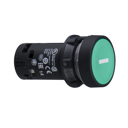 Main product image of Harmony XB7 Monolithic Push Button, White Marked I, Spring Return, 1 NO - Green