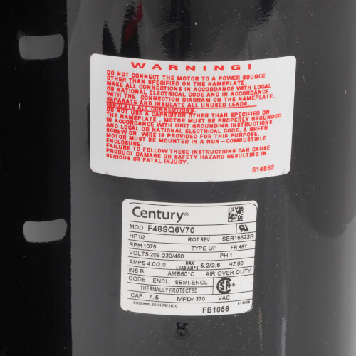 Main product image of 5-5/8" Outdoor Ball Bearing Condenser Motor w/ 1/2" Flat Shaft (5.2A, 1075 RPM, 1/2 HP)