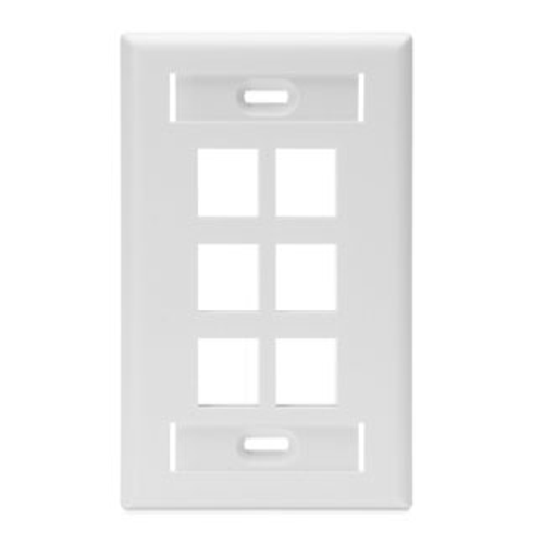 Main product image of Single-Gang Quickport, Wallplate w/ ID Windows, 6-port (White)