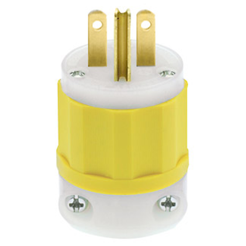 Main product image of 15A, 250V NEMA 6-15P, 2P, 3W, Plug, Straight Blade, Grounding, (Yellow)-WHITE