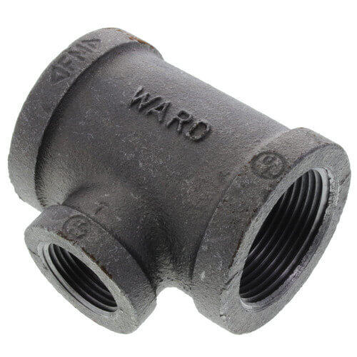 1-1/4" x 1-1/4" x 3/4" Black Tee