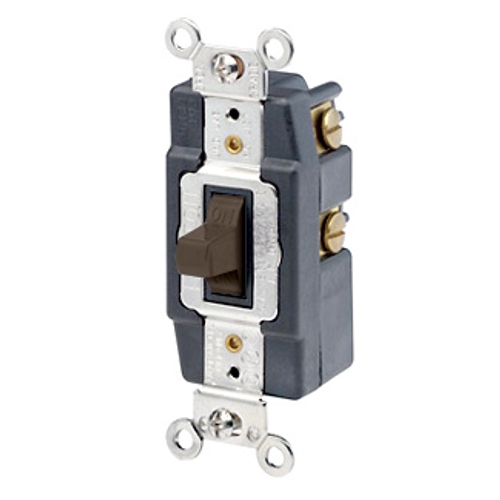 Main product image of 20A, 120/277v, Toggle 2-throw Ctr-off Momentary Contact 1-pole AC Quiet Switch (Brown)