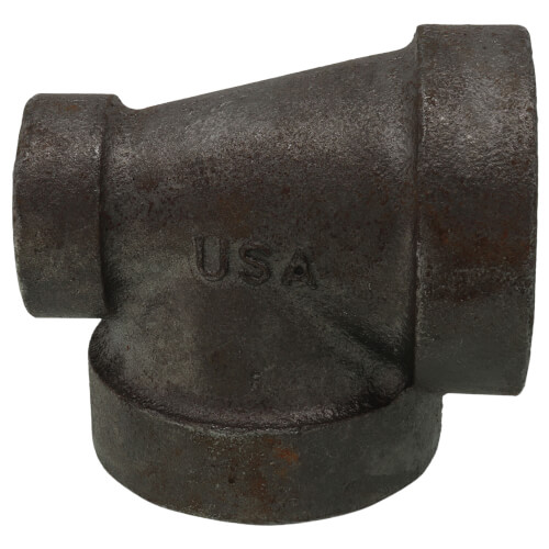 1-1/2" x 3/4" x 1-1/2" Black Cast Iron Reducing Tee