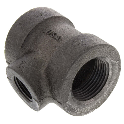 1/2" x 1/2" x 1/4" Black Cast Iron Steam Reducing Tee