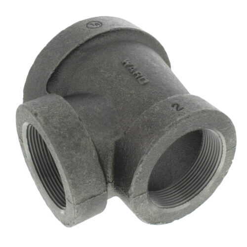 2-1/2" x 2" x 2" Black Cast Iron Steam Tee