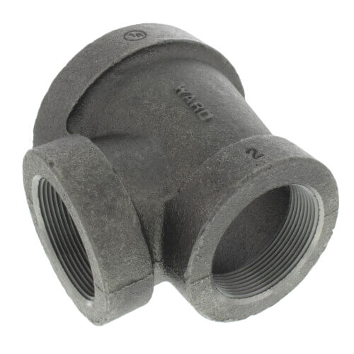 2" x 1/2" x 1-1/2" Black Cast Iron Steam Tee