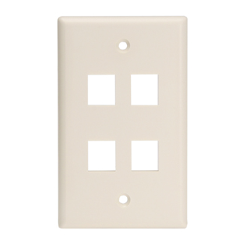 Main product image of Single-Gang Quickport, Wallplate For LaRGe Connectors, 4-port (Light Almond)