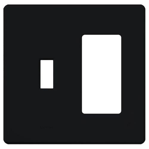 Main product image of Fassada 2-Gang  1 Traditional/1 Designer Wall Plate (Black)