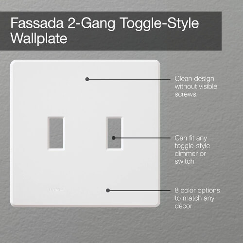 Main product image of Fassada 2 Gang Wall Plate for Traditional Style Dimmers or Switches, FG-2-WH, White