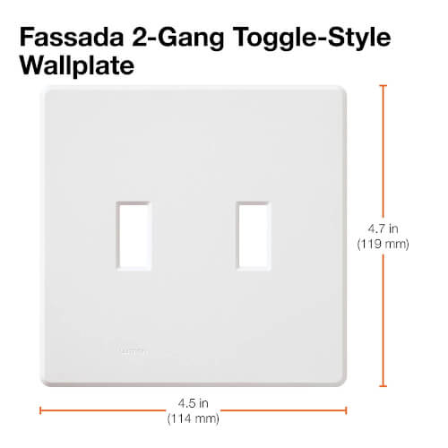 Main product image of Fassada 2 Gang Wall Plate for Traditional Style Dimmers or Switches, FG-2-WH, White