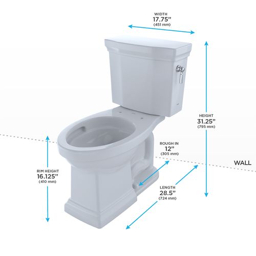 Main product image of CST404CUFRG#01 Promenade II 1.0 GPF 2-Piece Elongated 1.0 GPF Universal Height Toilet w/ CEFIONTECT & Right Hand Trip Lever (Cotton White)