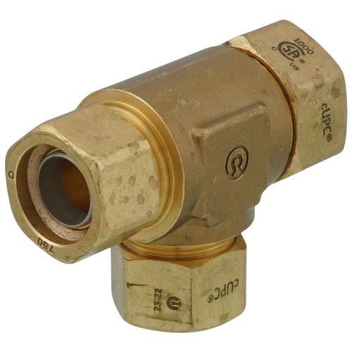 Main product image of 1" x 3/4" x 3/4" TracPipe AutoFlare Brass Reducing Tee