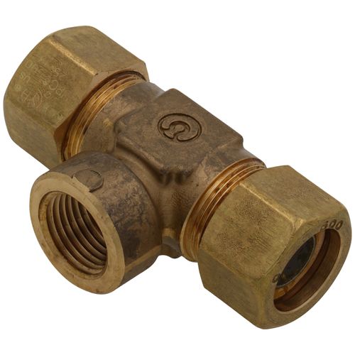 Main product image of 1/2" Tracpipe x 1/2" Tracpipe 1/2" Female NPT AutoFlare Brass Tee