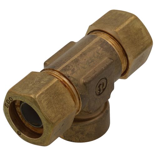 Main product image of 1/2" Tracpipe x 1/2" Tracpipe 1/2" Female NPT AutoFlare Brass Tee