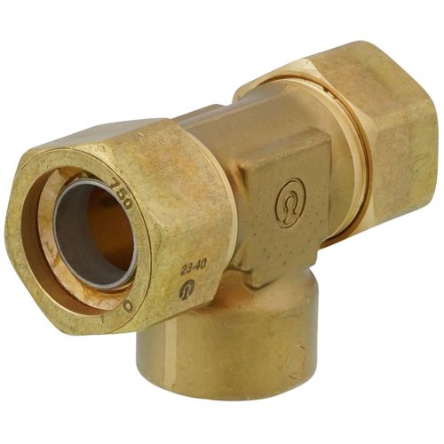 Main product image of 3/4" TracPipe x 3/4" TracPipe 1/2" Female NPT Brass AutoFlare Reducing Tee