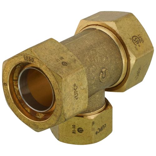 Main product image of 1-1/4" x 1-1/4" x 1" TracPipe AutoFlare Brass Reducing Tee