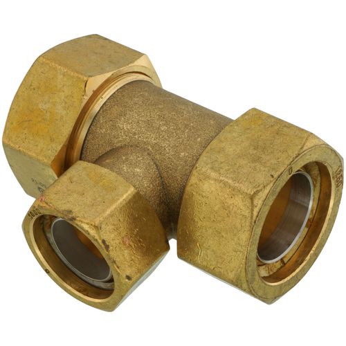 Main product image of 1-1/4" x 1-1/4" x 1" TracPipe AutoFlare Brass Reducing Tee