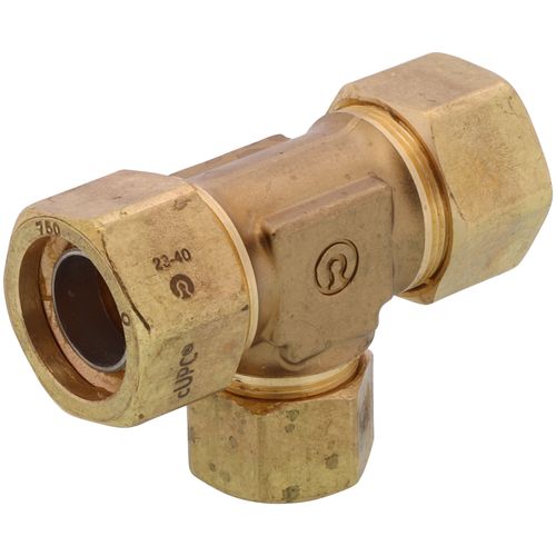 Main product image of 3/4" x 3/4" x 1/2" TracPipe AutoFlare Brass Reducing Tee