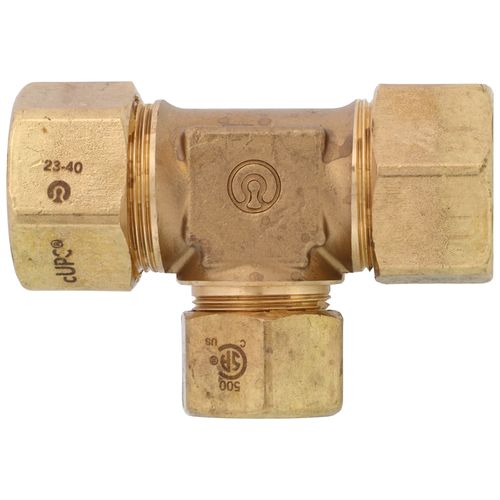 Main product image of 3/4" x 3/4" x 1/2" TracPipe AutoFlare Brass Reducing Tee