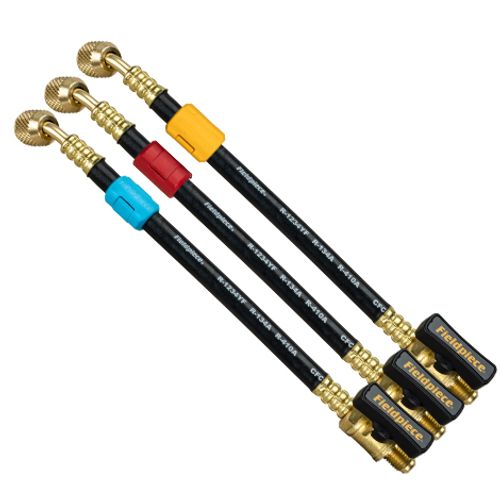 HR3XB 1/4" x 8" Ball Valves Refrigerant Hose Extension Set - 3 Pack (Black w/ Tags)