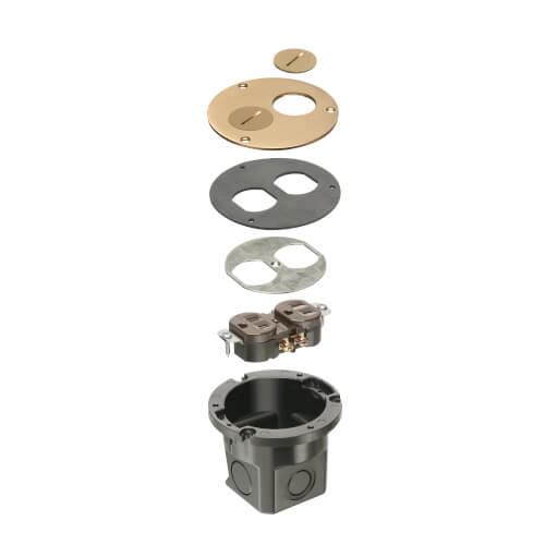 Main product image of Round Cut-InBox, Brass Cover w/ Threaded Plugs