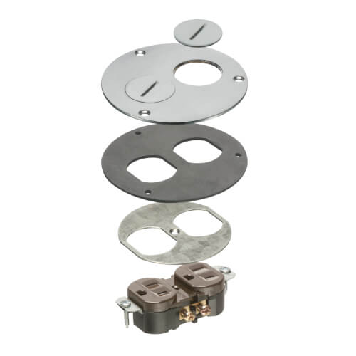 Main product image of 1-Gang Round Trim Kit for FLB3500 Floor Box w/ Two Threaded Plugs (Nickel-Plated Brass)