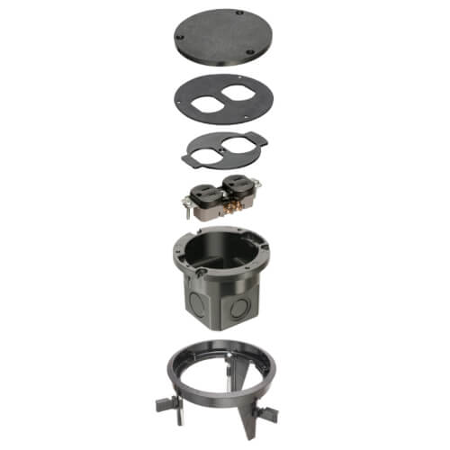 Main product image of DROPIN 1-Gang Round Non-Metallic Floor Box Kit for Installed Floors (Black)
