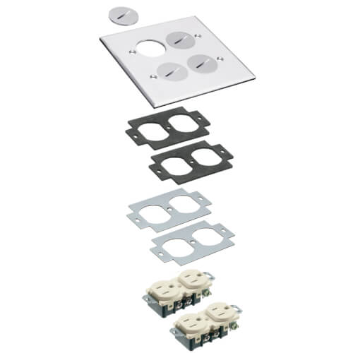 Main product image of 2-Gang Floor Box Cover Kit w/ Four Threaded Plugs (Nickel-Plated Brass)