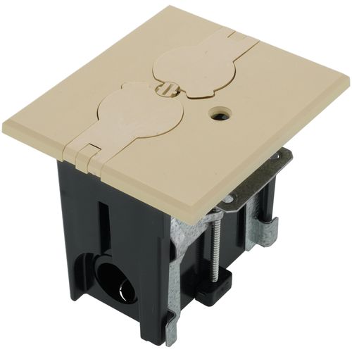 Main product image of Adjustable Non-Metallic Floor Box for New Floors with Flip Lids (Almond)