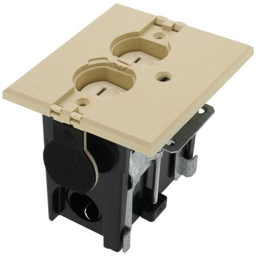 Main product image of Adjustable Non-Metallic Floor Box for New Floors with Flip Lids (Almond)
