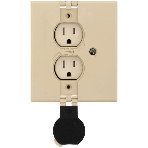Main product image of Adjustable Non-Metallic Floor Box for New Floors with Flip Lids (Almond)