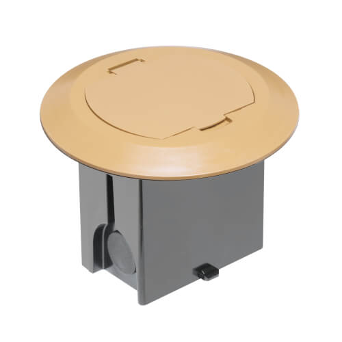 1-Gang Round Non-Metallic Adjustable Floor Box w/ Single Flip Lid (Caramel)